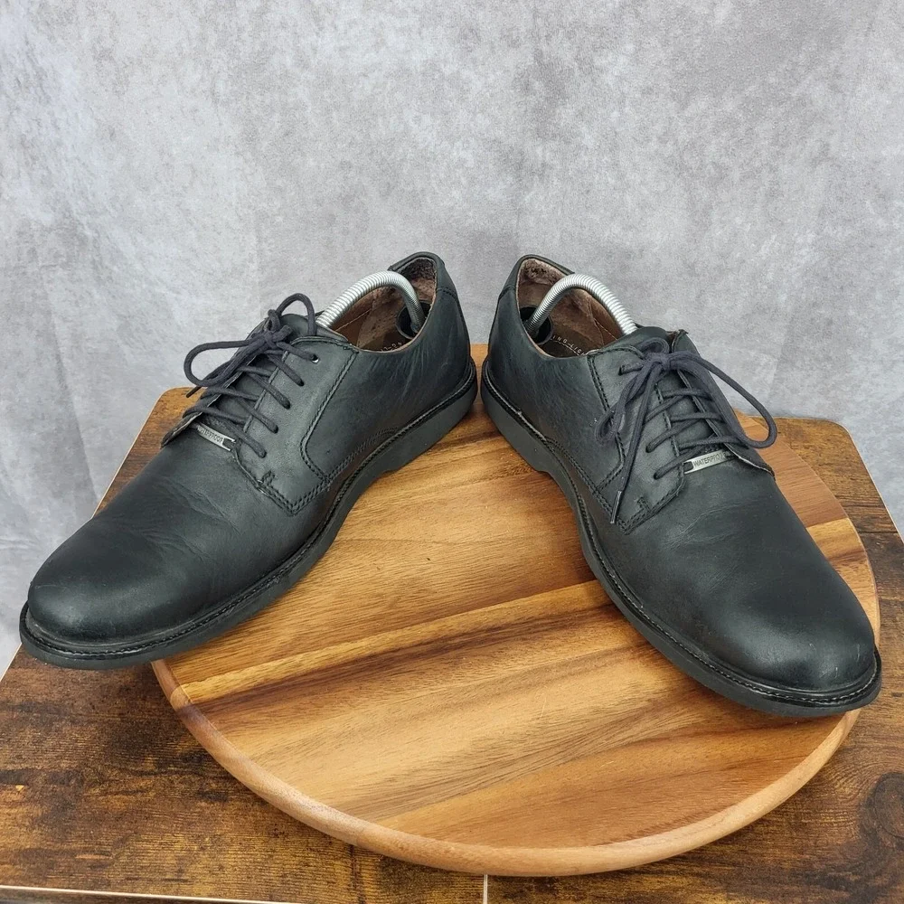 Clarks Oxford Shoes Mens 11 M‎ Black Leather Waterproof Lace Up Casual 82465
